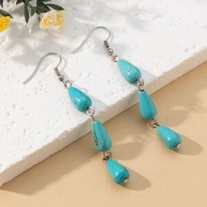 Turquoise Decor Water Drop Dangle Earrings
